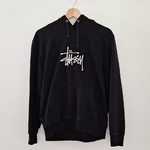 Stussy Black and White Logo Hoodie